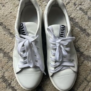 Miu Miu White Leather Sneakers, Used